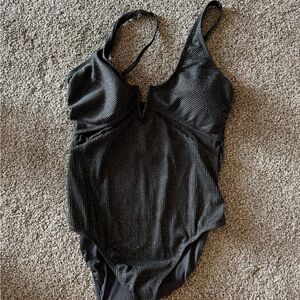 Cupshe Black Shimmery One-Piece Swimsuit